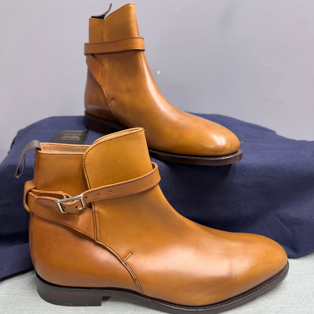 Brooks Brothers Peal & Co Mens Chestnut Burnished Leather Jodhpur Boots 10 D NEW - Picture 1 of 16